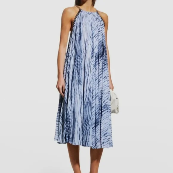 Michael Michael Kors Midnight Blue Tie Dye Georgette Maxi Dress Sz M/ $325 MRSP - Picture 12 of 12